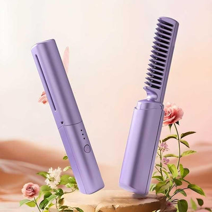 Meneflix Cordless Mini Hair Straightener | Portable Rechargeable Hot Comb